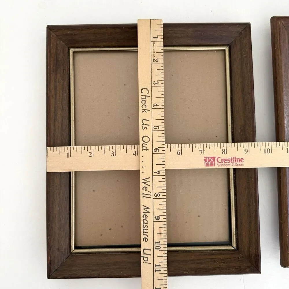 Vtg Woodgrain Gold Rimmed 8x10 Wall Photo Frames Velvet Back Gallery Wall MCM